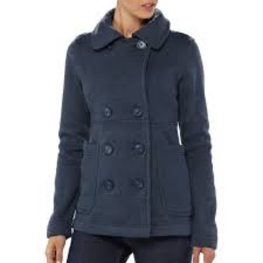 Patagonia Better Sweater Blue Wool Blend Double Breasted Pea Coat Jacket size M